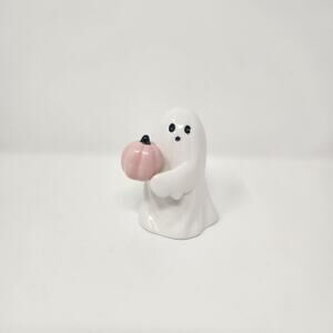 Bootiful Ceramic Ghost with Pink Pumpkin